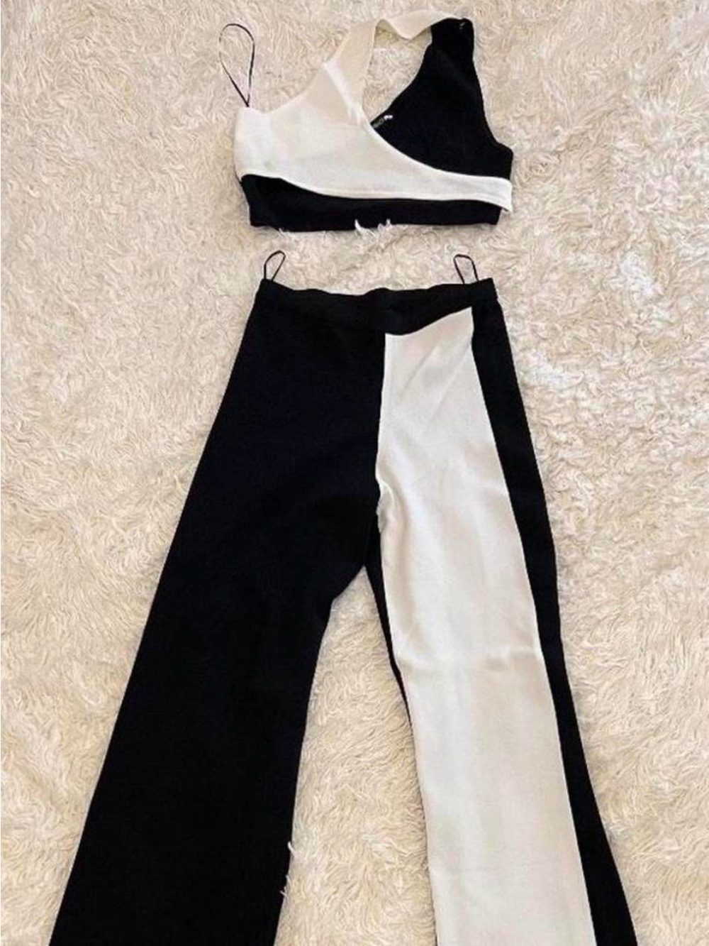 Fashion Nova black and white pant set